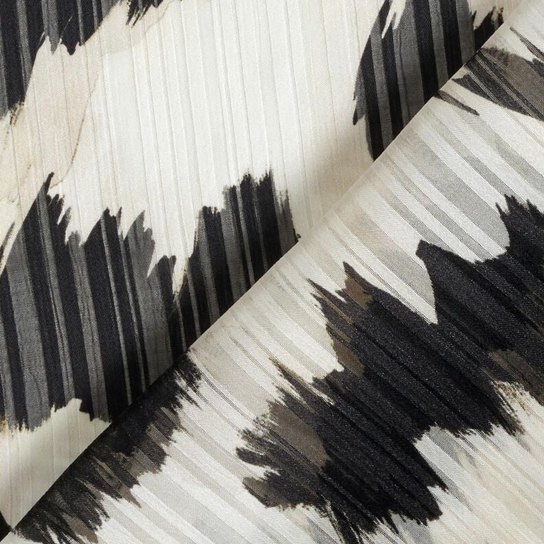 Polka dots and devoré stripes chiffon – white/black,  image number 4