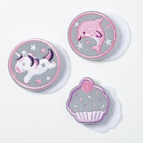 Reflector patches Velcro pack of 3 – pink/white, 