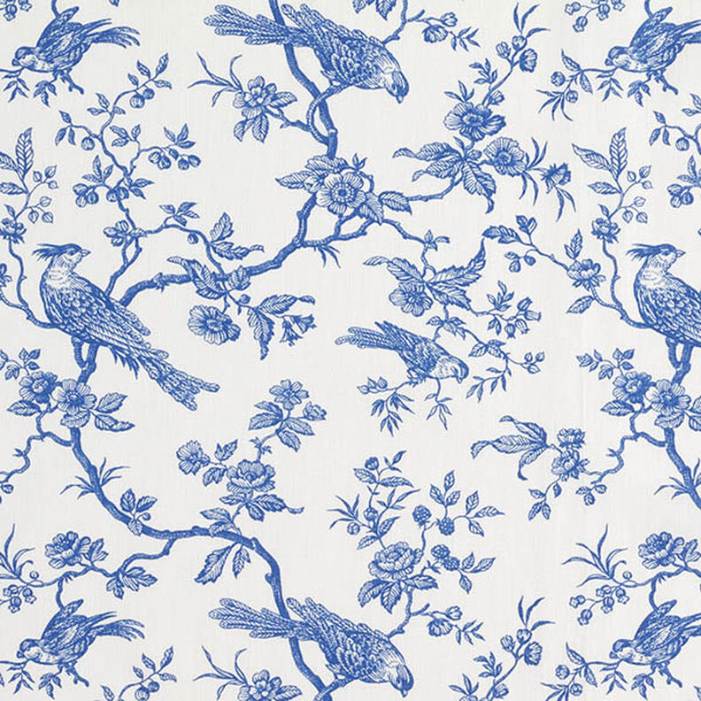 Cotton Cretonne birds – royal blue/offwhite,  image number 1