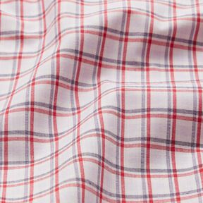 Shirt fabric offset check – white/navy blue, 