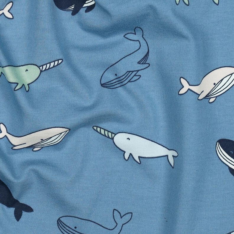 Cotton Jersey cute whales| Poppy Fabrics – blue grey/navy blue,  image number 2