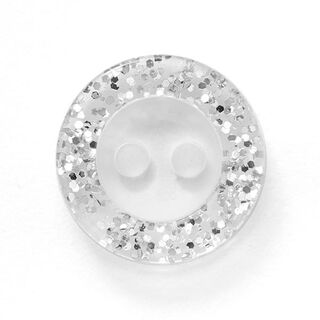 2-hole glitter button [  Ø13 mm ] – offwhite, 