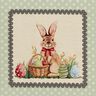 Decorative Panel Tapestry Fabric cute Easter bunny – light beige/pale mint,  thumbnail number 1