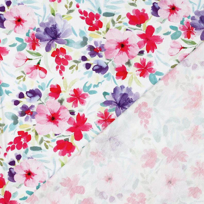 Cotton Jersey Summer Blossoms Digital Print – white/intense pink,  image number 4