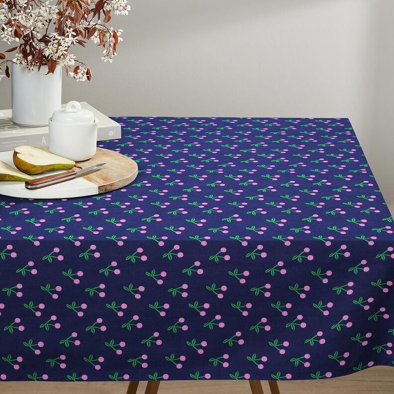 Coated Cotton cute cherries – navy blue, image number 6