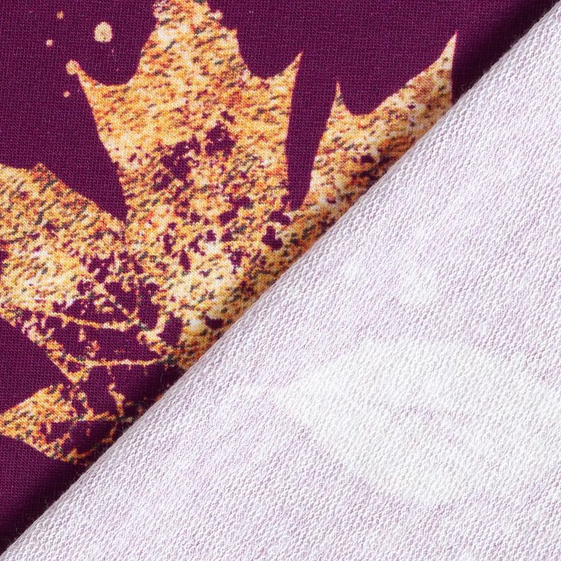 French terry golden autumn leaves | Glitzerpüppi – grape/gold, image number 4