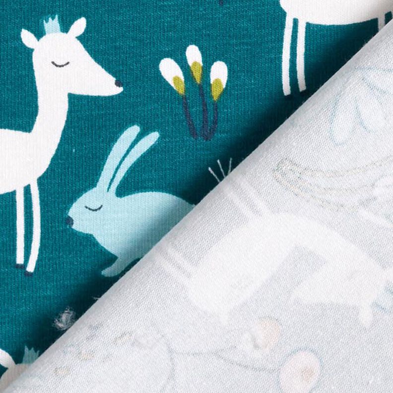 Cotton Jersey Rabbit & Deer – petrol,  image number 5