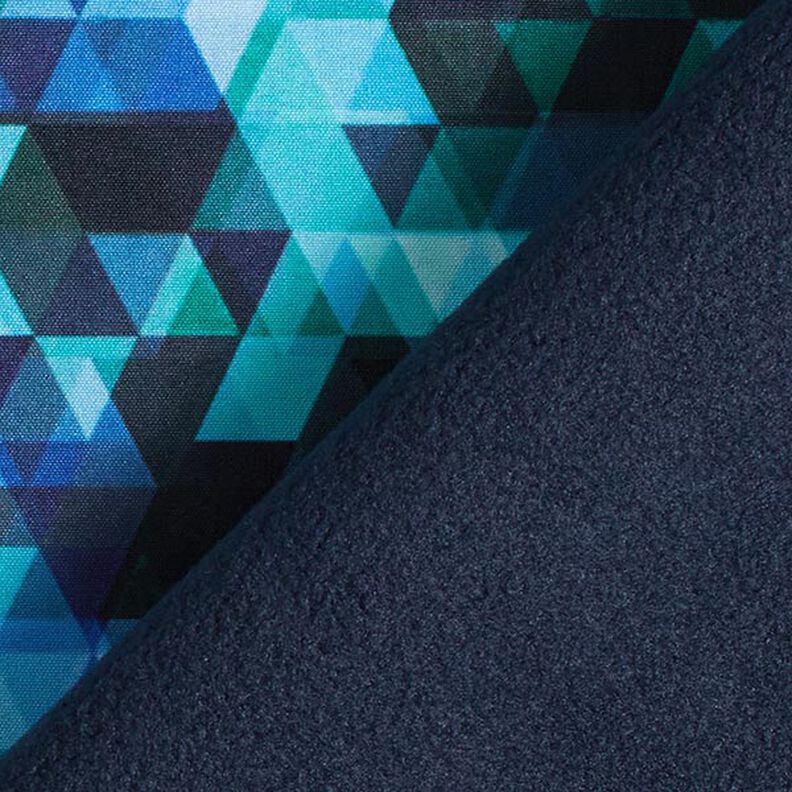 Softshell colourful triangles Digital Print – midnight blue/turquoise,  image number 5
