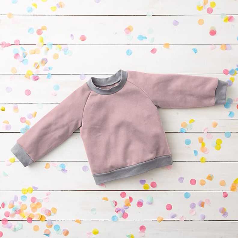 Light Cotton Sweatshirt Fabric Plain – light dusky pink,  image number 7
