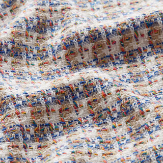 Cotton tweed multicoloured checks – offwhite/blue, 