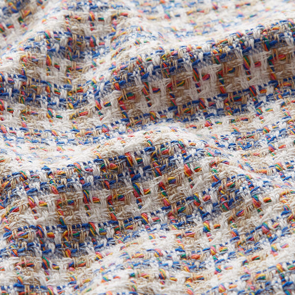 Cotton tweed multicoloured checks – offwhite/blue,  image number 2