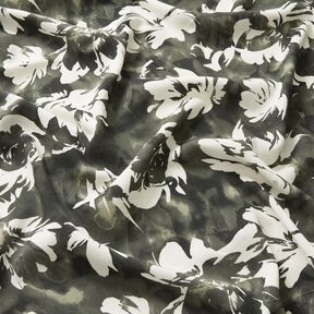 viscose fabric watercolor wild roses – dark pine/offwhite, 