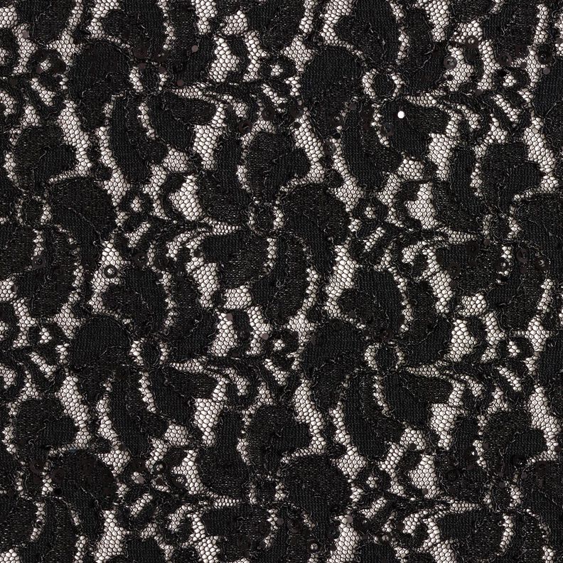 Lace Sequins Flowers – black,  image number 1