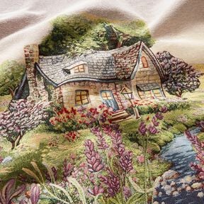 Decorative Panel Tapestry Fabric romantic cottage – light beige/lavender, 