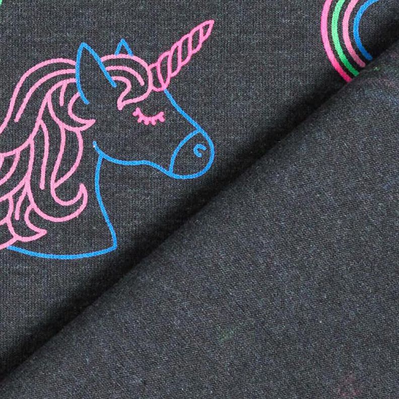 Cotton Jersey Neon Unicorns and Rainbows – anthracite,  image number 5