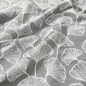 Decor Fabric Jacquard large ginkgo – granite/ivory, 