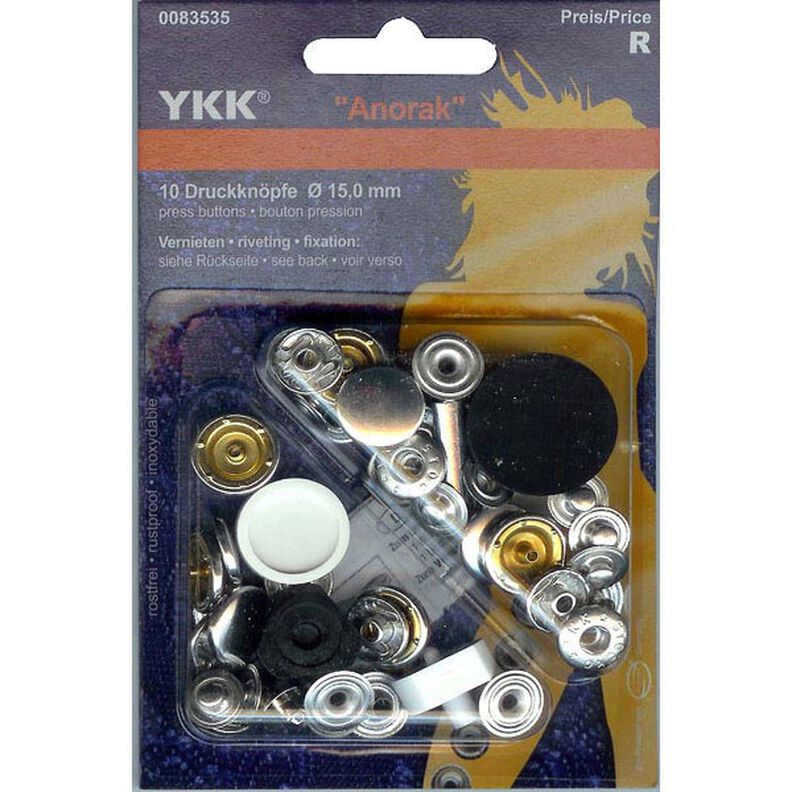 No-Sew Press Fasteners Anorak 1 – silver | YKK,  image number 1