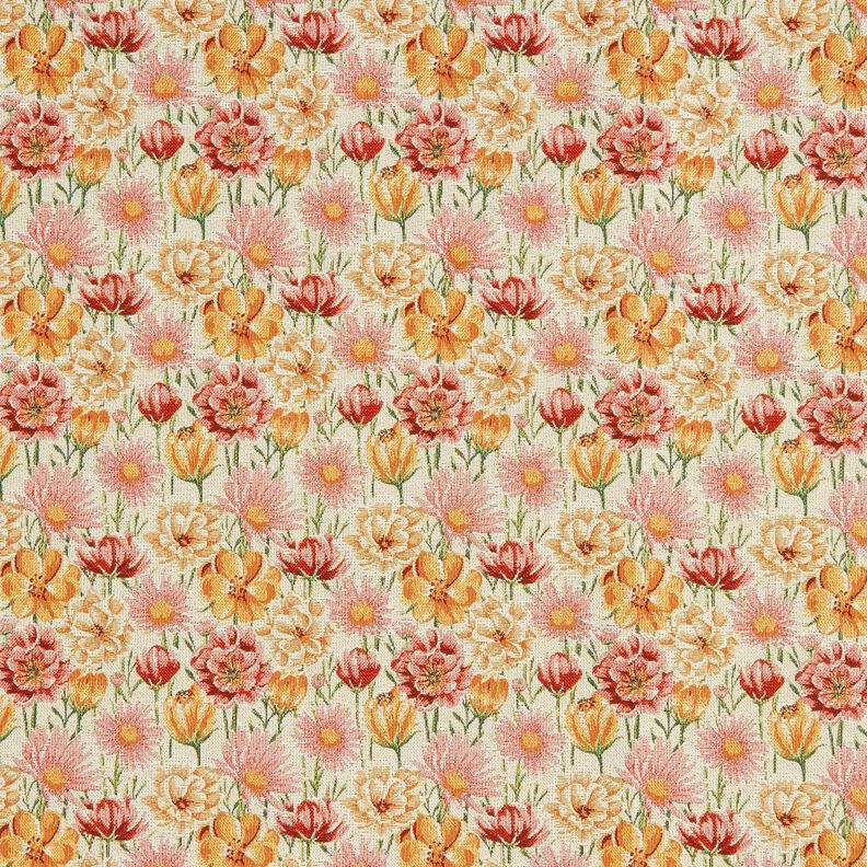 Decor Fabric Tapestry Fabric Meadow Flowers – light beige/carmine,  image number 1