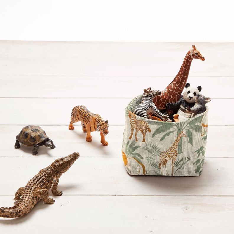 Decor Fabric Half Panama jungle animals – natural/caramel,  image number 5
