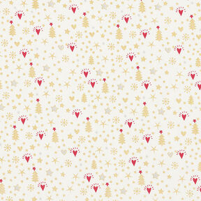 Cotton Poplin Hearts and Stars – offwhite/gold, 