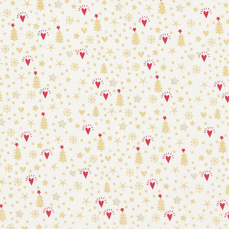Cotton Poplin Hearts and Stars – offwhite/gold, image number 1