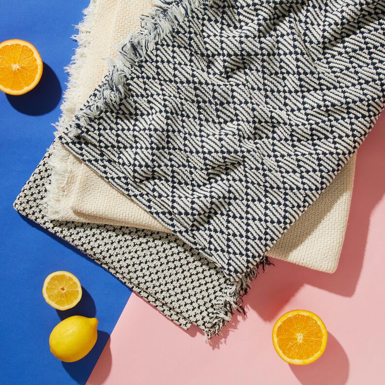 Diamonds chunky knit cotton – white/navy blue,  image number 6