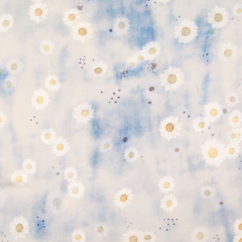 Daisy batik stretch satin – natural/light blue,  image number 6