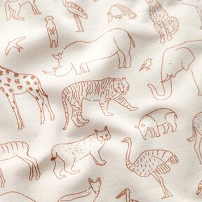 French Terry Sketched Safari Animals – light beige | Remnant 70cm, 