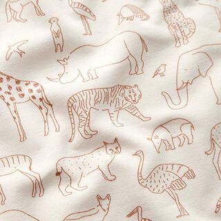 French Terry Sketched Safari Animals – light beige, 