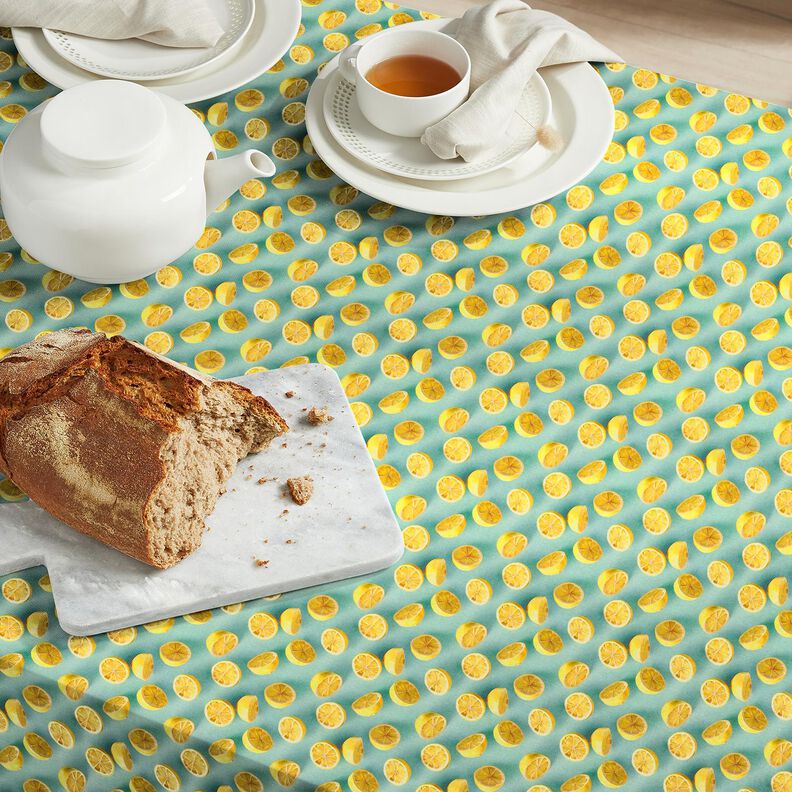 Cotton Poplin fresh lemons – eucalyptus/lemon yellow, image number 7