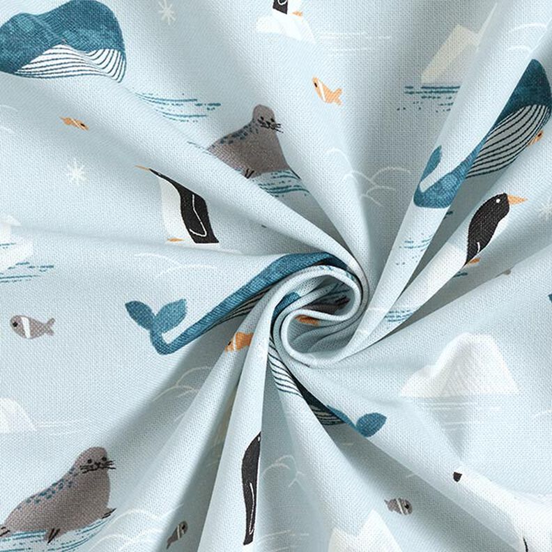 Decor Fabric Half Panama Animals in the Ice – baby blue/white, image number 3