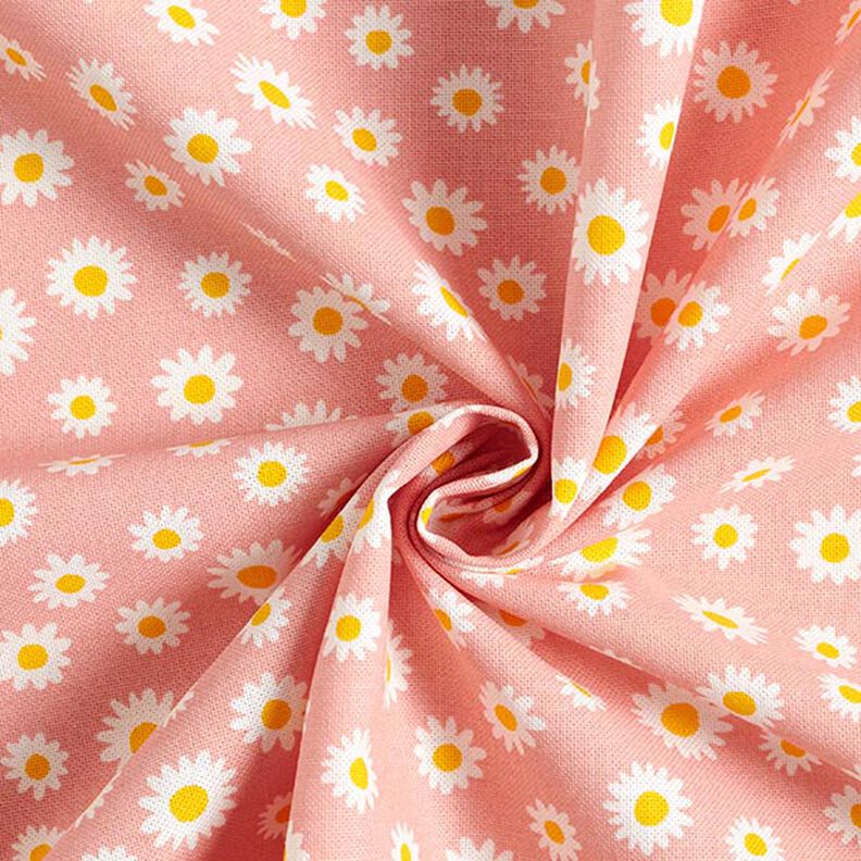 Decor Fabric Half Panama small daisies – salmon/white,  image number 3