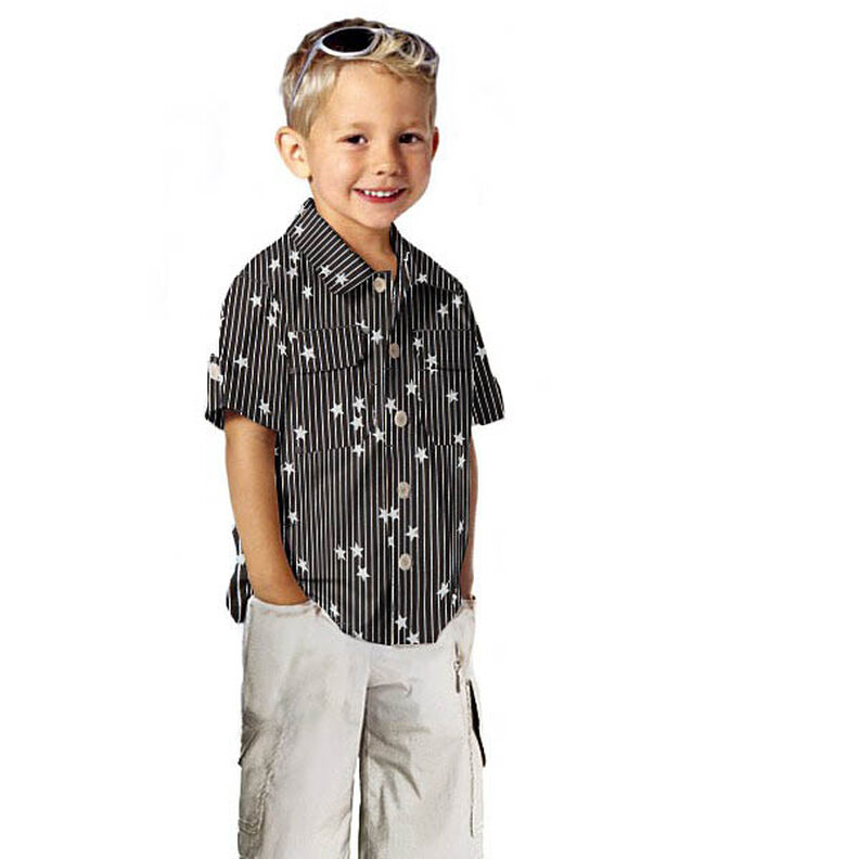 Cotton Poplin stripes & stars – black/white,  image number 6