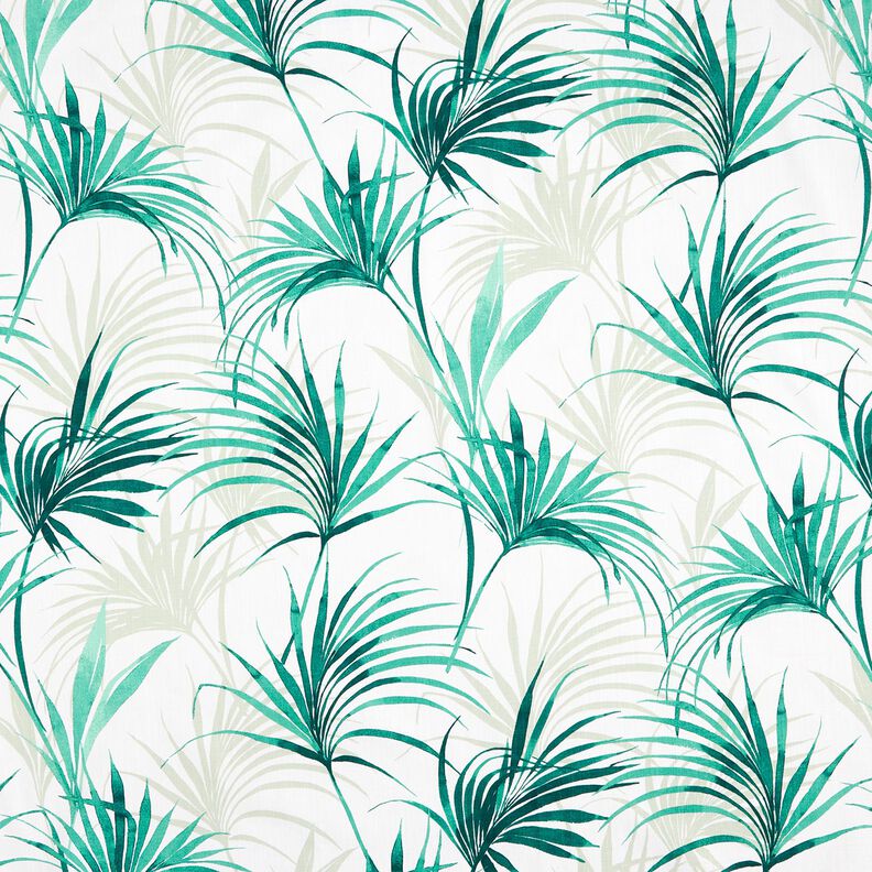 Decor Fabric Panama Palm fronds – white/emerald green,  image number 1