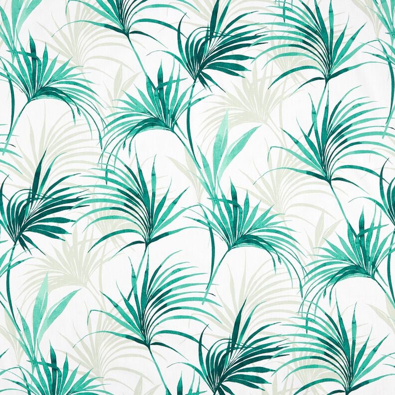 Decor Fabric Panama Palm fronds – white/emerald green, image number 1
