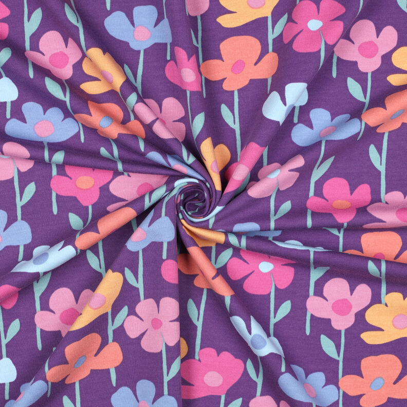 French Terry colourful flowers | Poppy Fabrics – red lilac, image number 3