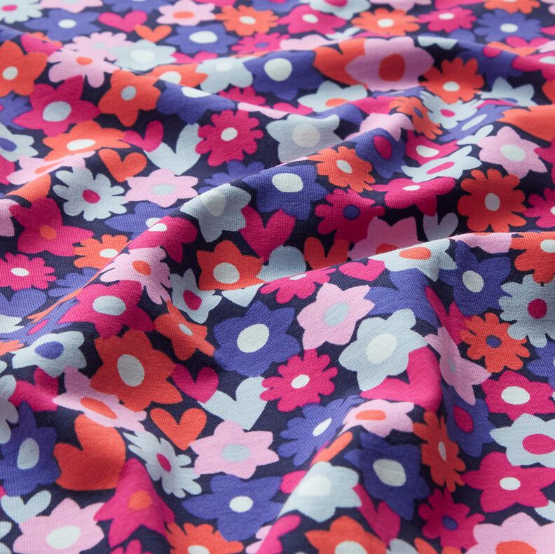 Cotton Jersey colourful flowers | Poppy Fabrics – midnight blue,  image number 2