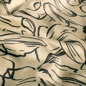 Stretch velour flower sketches – sand/black, 