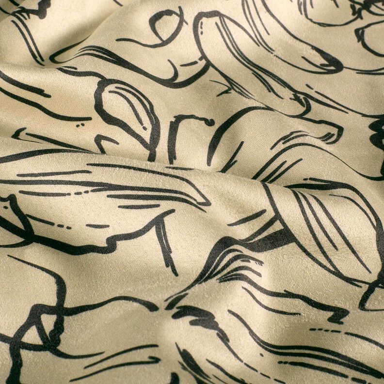Stretch velour flower sketches – sand/black, image number 2