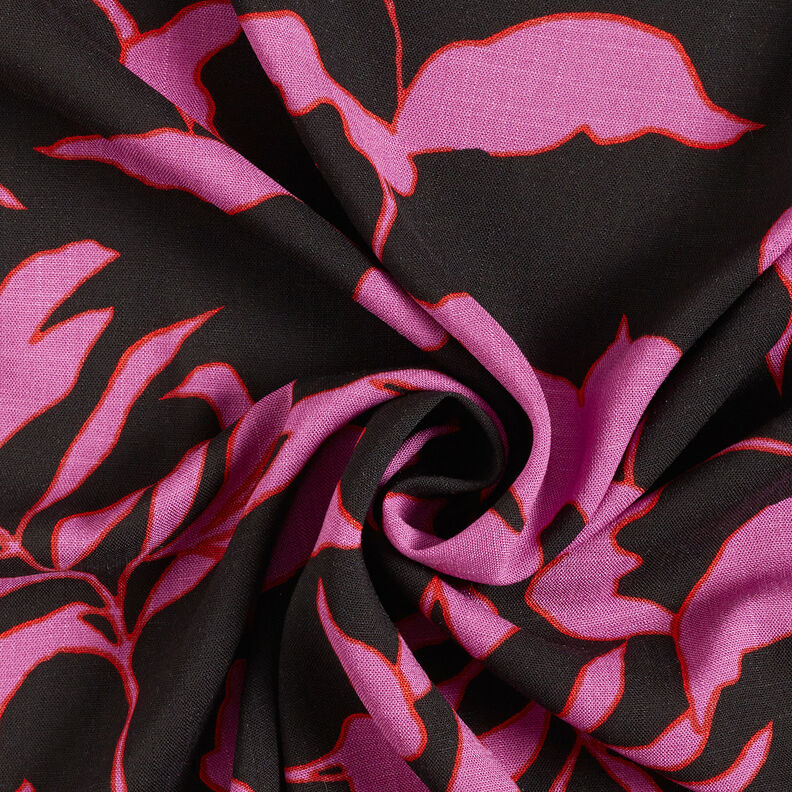 Lush leaves viscose fabric – black/purple,  image number 3