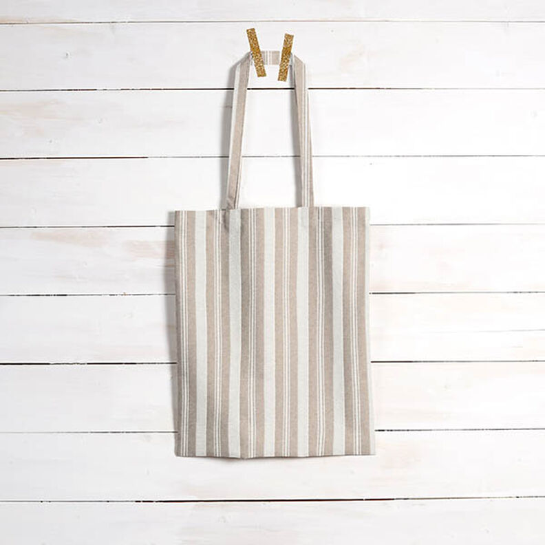 Decor Fabric Jacquard stripes – light beige/sand,  image number 7