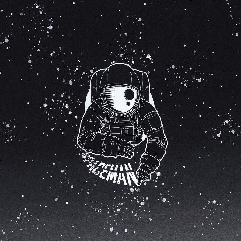 French terry Panel Spaceman | Glitzerpüppi – black/white, image number 7