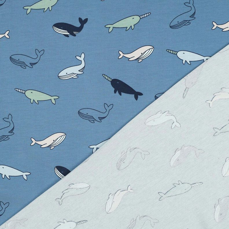 Cotton Jersey cute whales| Poppy Fabrics – blue grey/navy blue,  image number 4