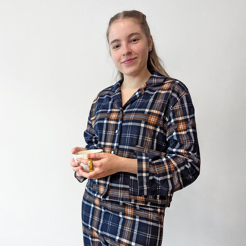 Cotton Flannel Check Print | by Poppy – navy blue/fawn,  image number 6