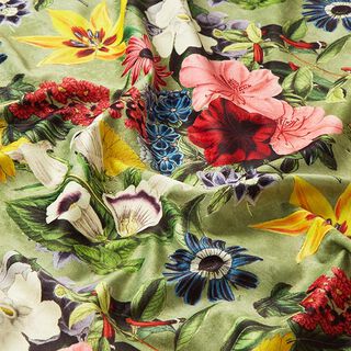 Decor Velvet Vintage Flowers – green/dusky pink, 