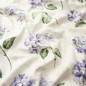 Decor Fabric Panama Hydrangeas – ivory/lilac, 