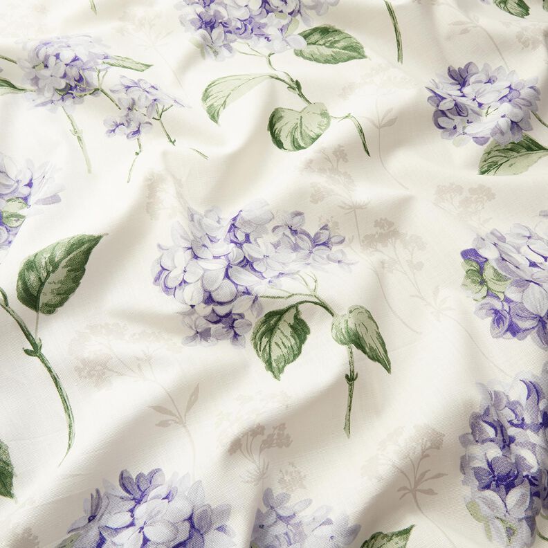 Decor Fabric Panama Hydrangeas – ivory/lilac,  image number 2