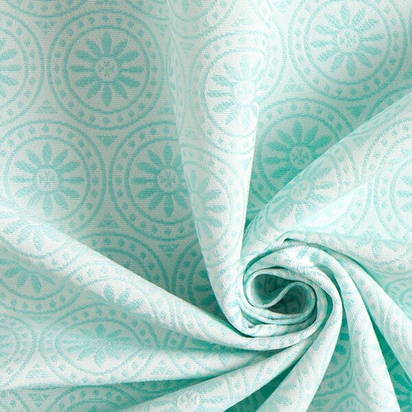 Outdoor fabric Jacquard Circle Ornaments – mint/offwhite,  image number 3