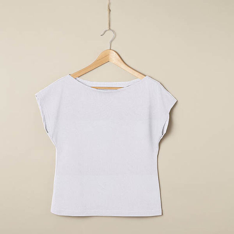 Plain cotton linen blend jersey – white,  image number 6