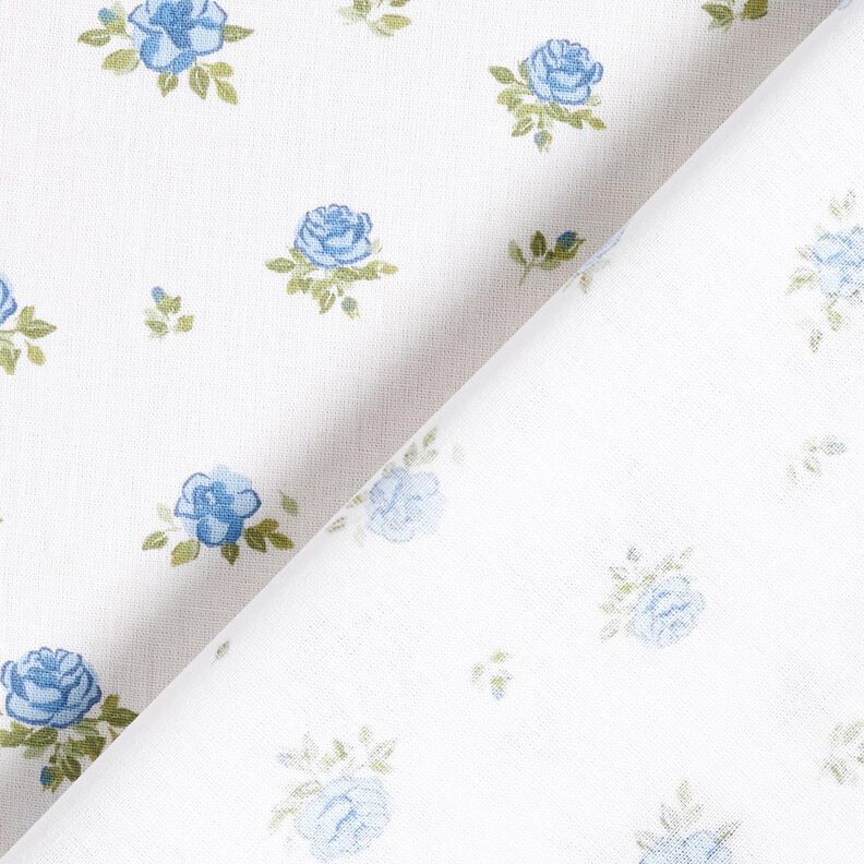Cotton Poplin Delicate Roses – light blue/white,  image number 4
